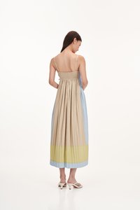 Emilia Pleated Maxi Dress in Khaki