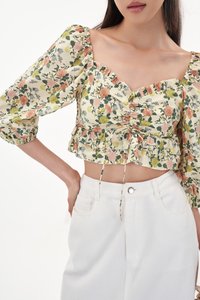 Enna Ruched Top in Florals