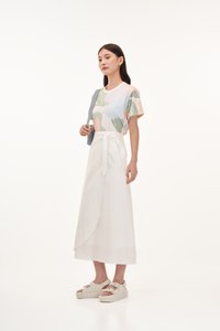 Helena Knotted Midi Skirt in White