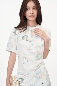Jia Qipao in Paradise Dreams in White