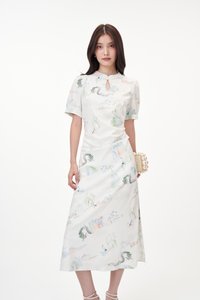 Jia Qipao in Paradise Dreams in White