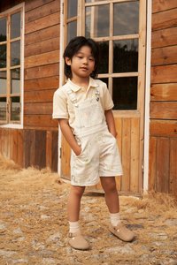 Kids' Jaylin Denim Dungaree Shorts in Paradise Dreams in White