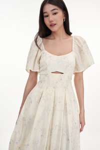 Linn Embroidered Sleeve Dress in Pastel