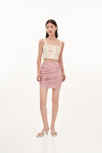 Lynn Ruched Skirt in Pink