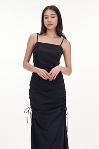 Raina Ruched Dress in Navy