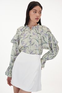 Shayla Ruffle Blouse in Sage and Lilac