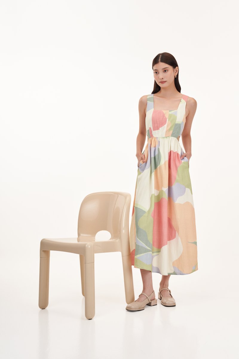 Claire Cut-Out Midi Dress in Harmony Bliss