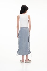 Randell Two Way Cargo Skirt in Light Wash