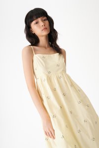 Ayaka Embroidered Babydoll Dress in Yellow
