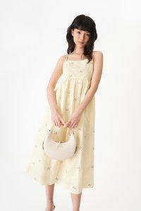 Ayaka Embroidered Babydoll Dress in Yellow