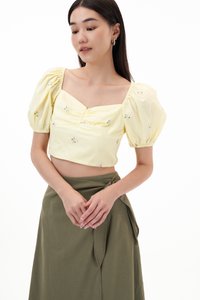 Ayaka Embroidered Top in Yellow