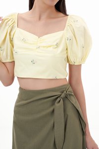 Ayaka Embroidered Top in Yellow