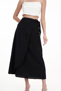 Helena Knotted Midi Skirt in Black