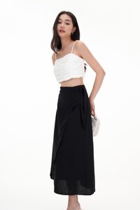 Helena Knotted Midi Skirt in Black