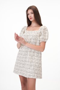 Hathaway Tweed Dress Romper in Monochrome
