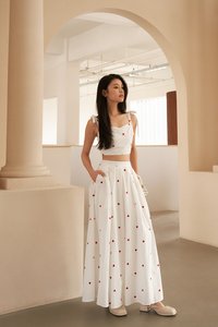 Aella Hearts Embroidery Skirt in White