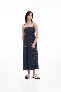 Aella Hearts Embroidery Dress in Navy