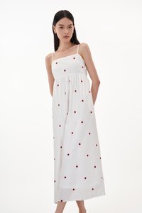 Aella Hearts Embroidery Dress in White