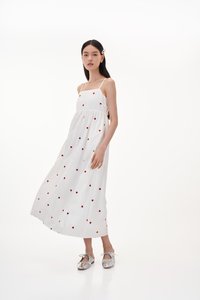 Aella Hearts Embroidery Dress in White