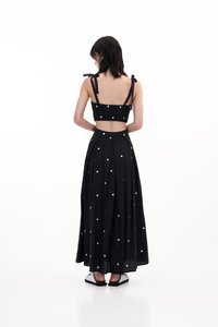 Aella Hearts Embroidery Skirt in Black