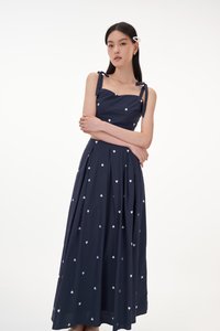 Aella Hearts Embroidery Skirt in Navy