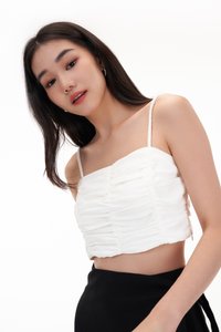 Sage Ruched Top in White