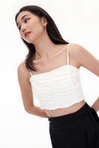 Sage Ruched Top in White