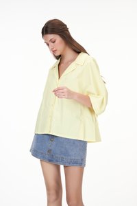 Charlotte Ruched Blouse in Buttermilk