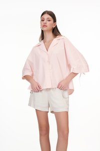 Charlotte Ruched Blouse in Light Pink