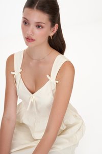 Colette Ribbon Dress in Cream