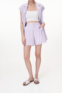 Collin Linen Shorts in Lilac