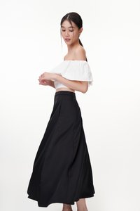 Lenne Satin Circle Skirt in Black