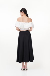 Lenne Satin Circle Skirt in Black