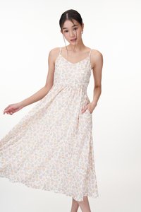 Emmaline Floral Midi Dress in White
