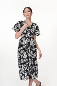Helda Embroidered Cut-Out Dress in Black