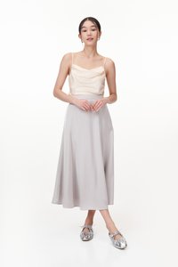 Lenne Satin Circle Skirt in Silver