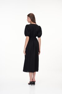 Susie Linen Ribbon Dress in Black