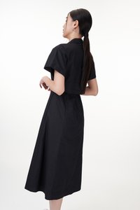 Valerie Collared Midi Dress in Black