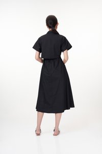 Valerie Collared Midi Dress in Black
