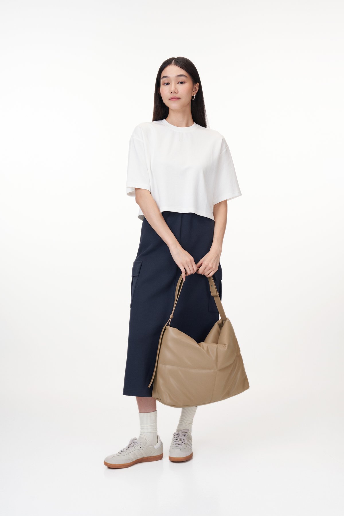 Cloud Vegan Leather Messenger Bag in Khaki