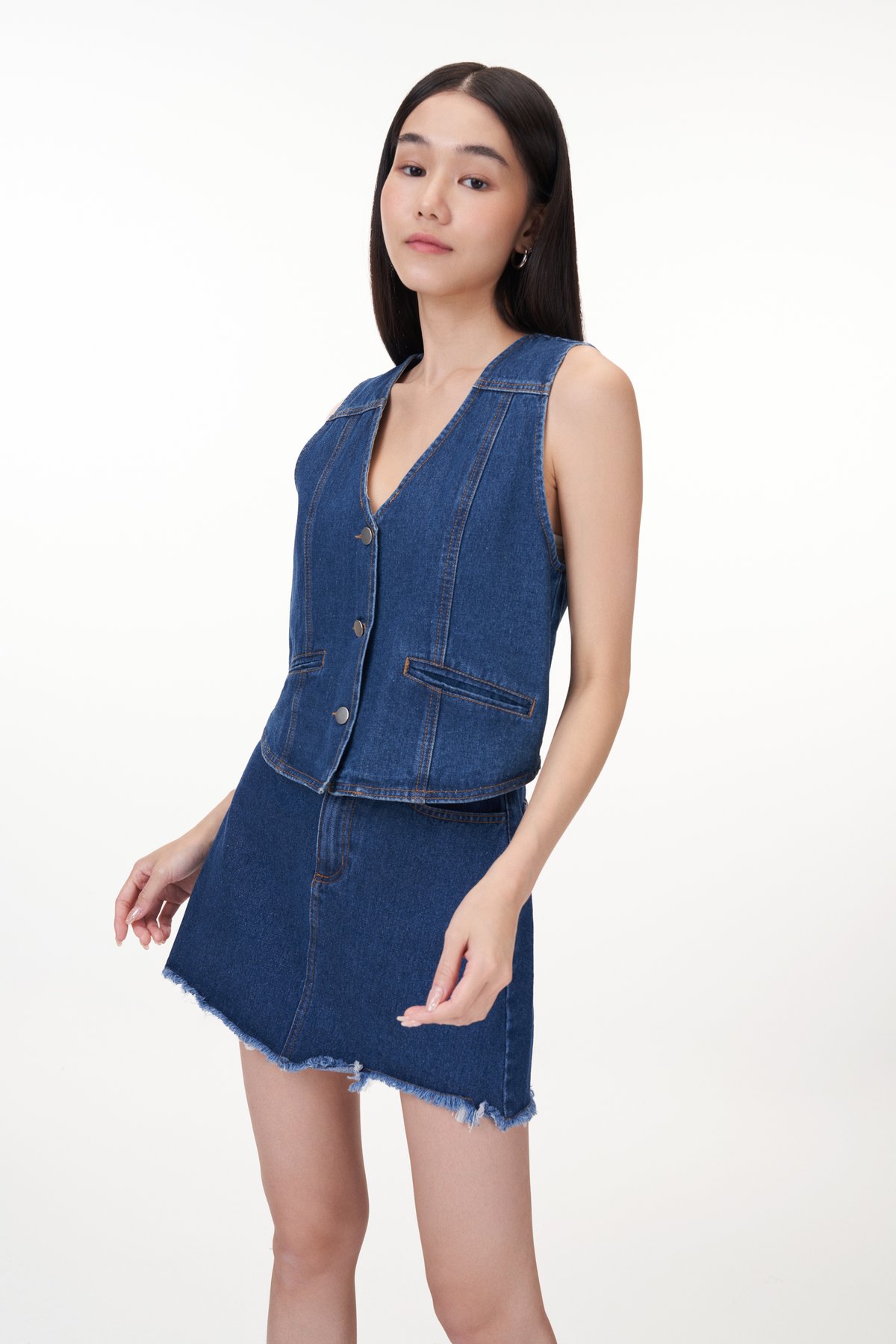 Tanner Denim Vest Top in Dark Wash