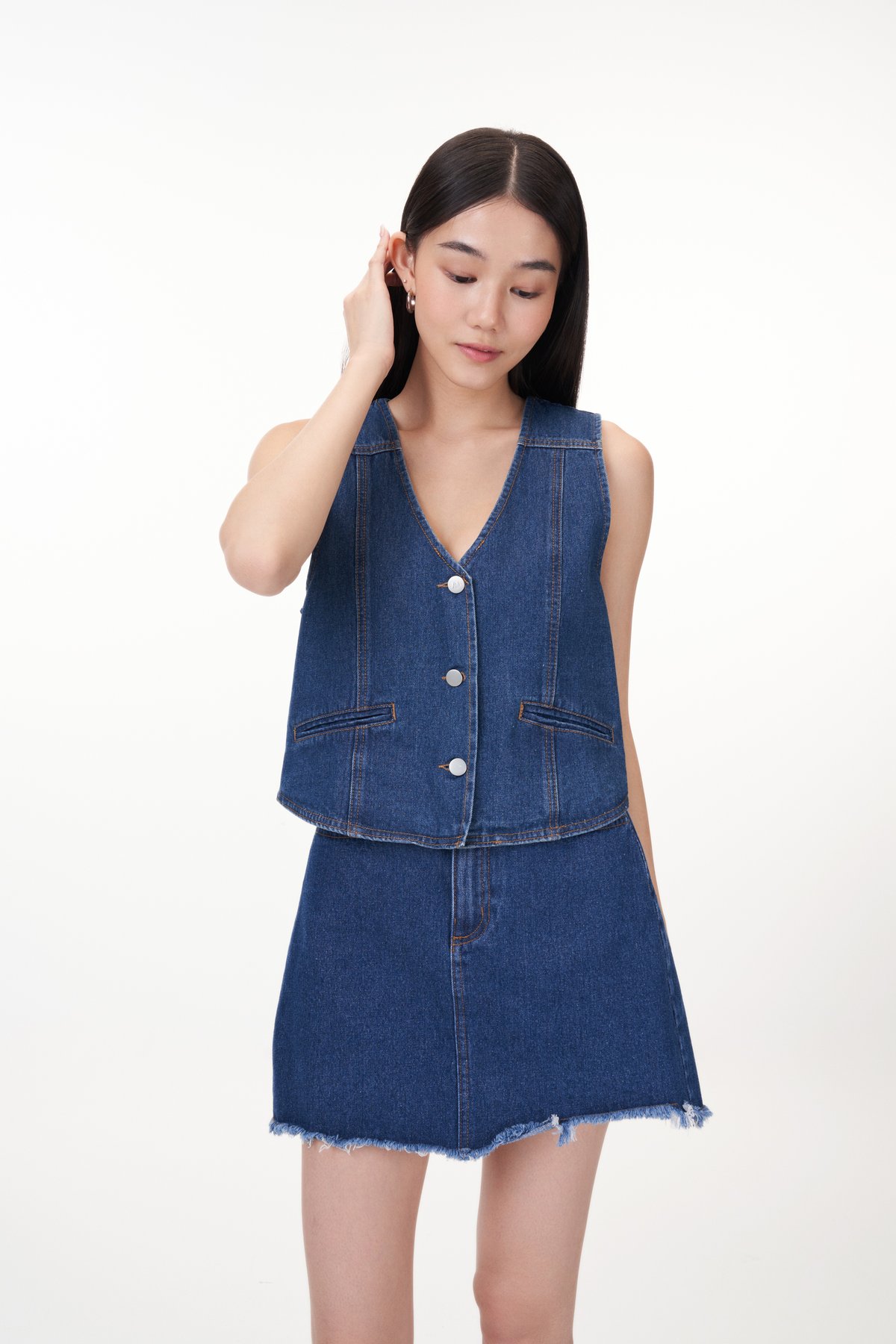 Tanner Denim Vest Top in Dark Wash