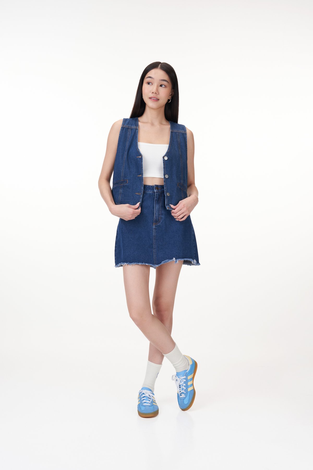 Tanner Denim Vest Top in Dark Wash