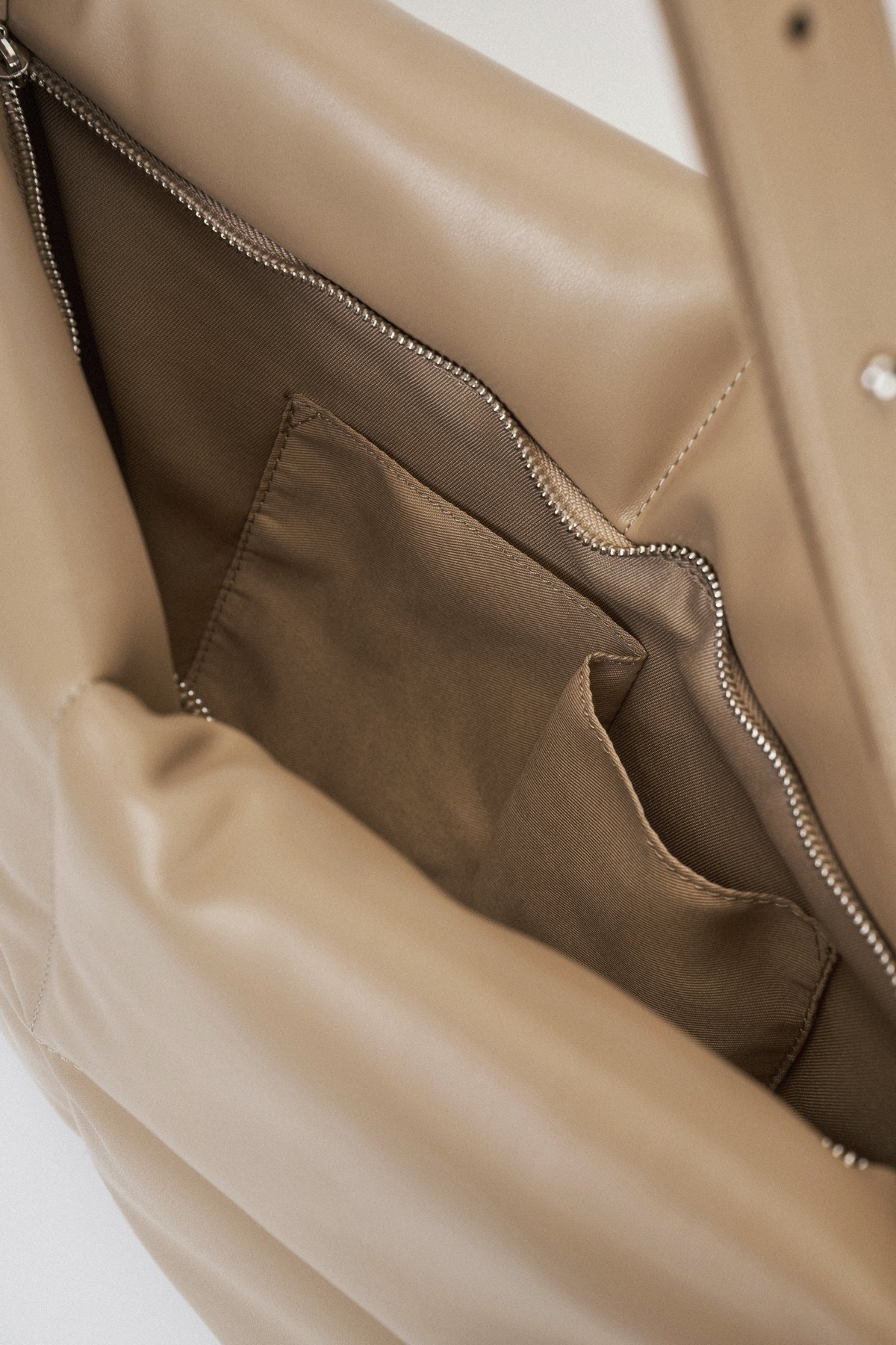 Cloud Vegan Leather Messenger Bag in Khaki
