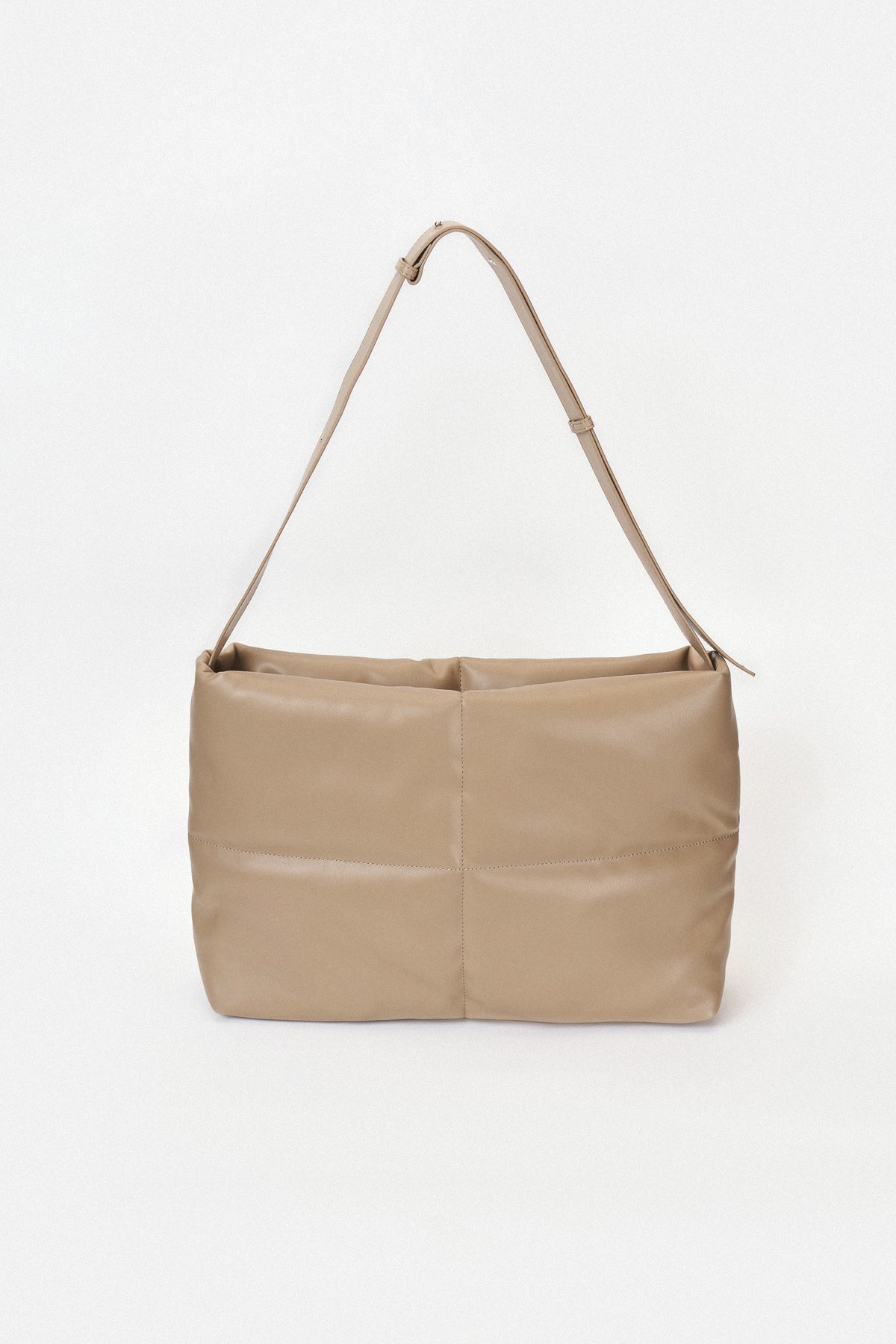 Cloud Vegan Leather Messenger Bag in Khaki
