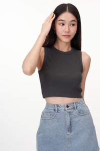 Kendrick Crop Tank Top in Charcoal