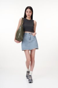 Kendrick Crop Tank Top in Charcoal