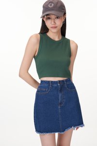 Kendrick Crop Tank Top in Forest