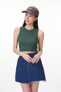 Kendrick Crop Tank Top in Forest