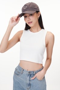 Kendrick Crop Tank Top in White